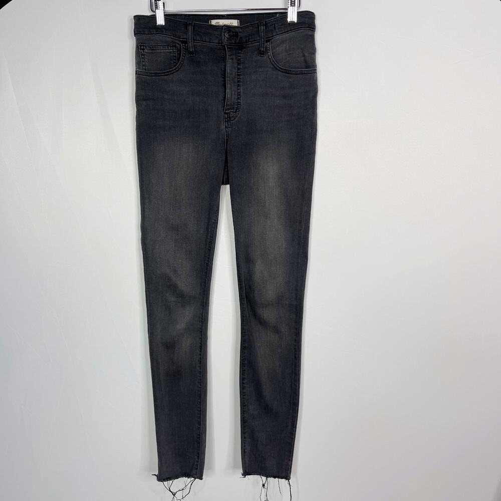 Madewell Womens 27 10" High Rise Skinny Jeans Faded Black Charcoal Gray Raw Hem